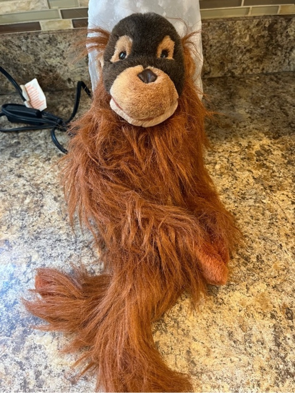 Rusty Brown Long-Haired Plush Orangutan Stuffed Animal Toy